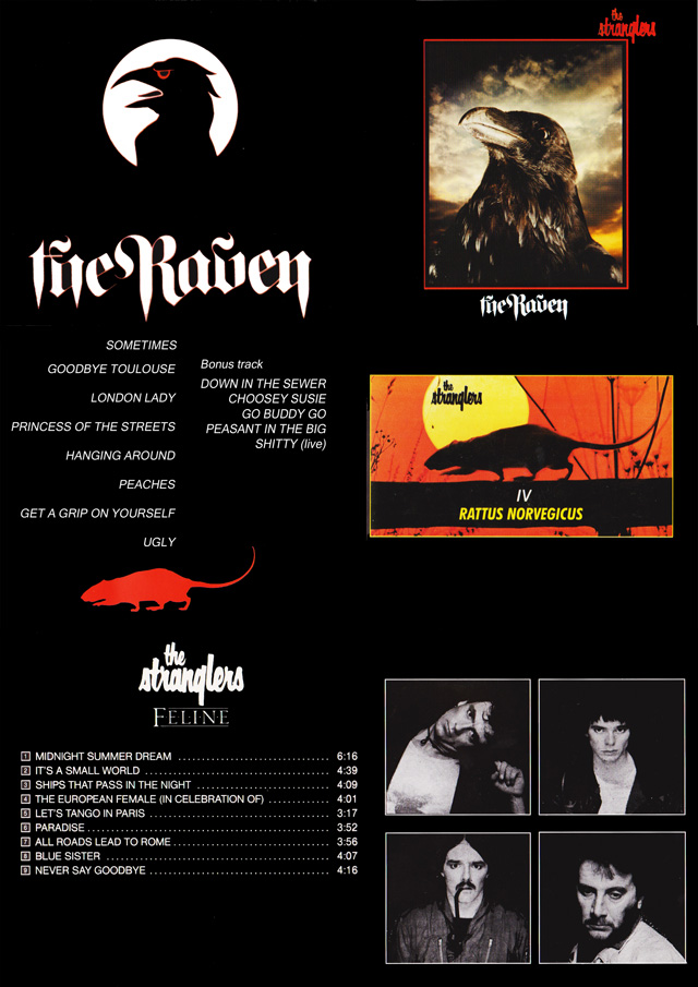 Les pochettes front et back de trois albums des Stranglers